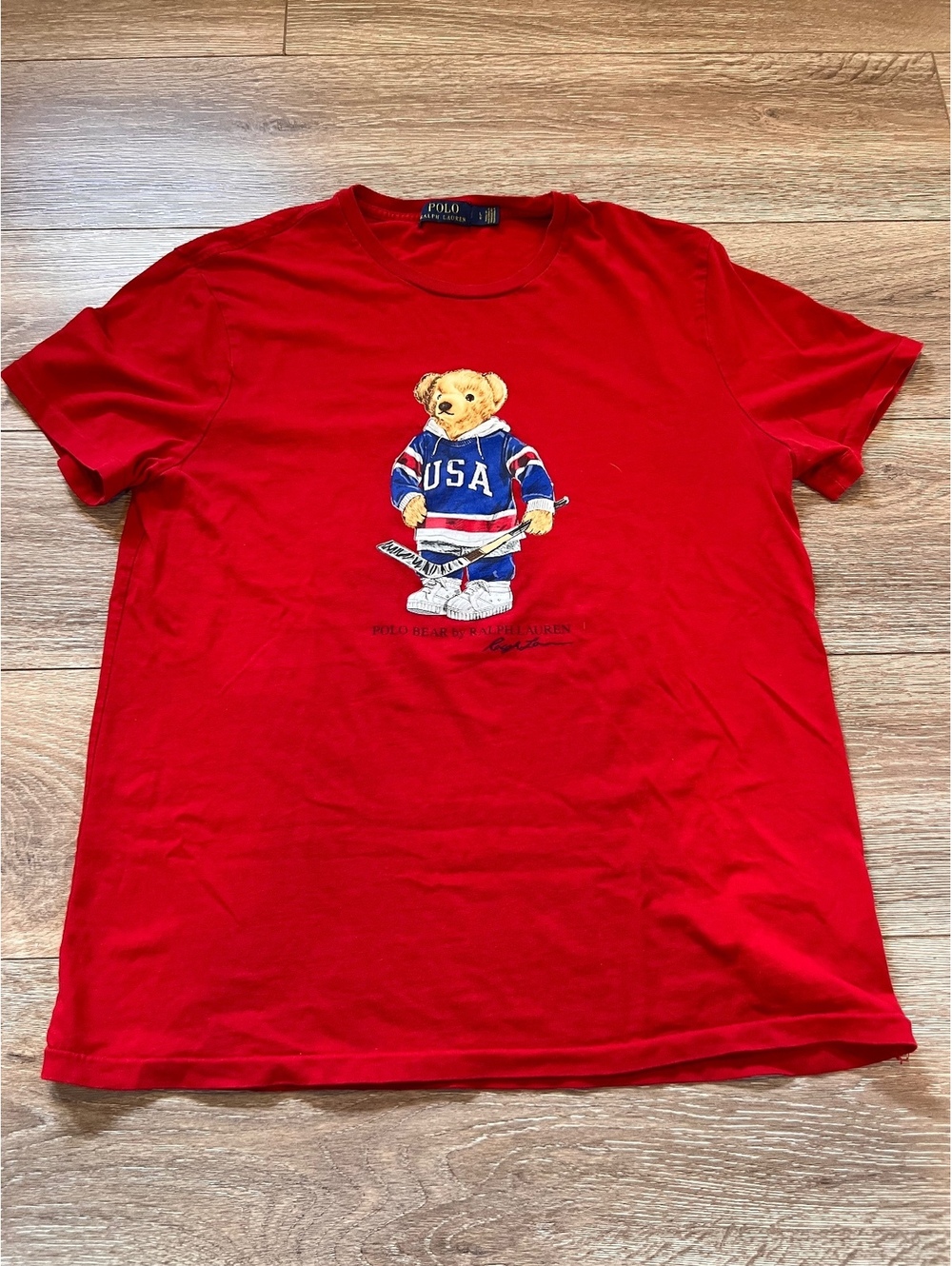 Polo Ralph Lauren Red USA Hockey Bear T-Shirt Large